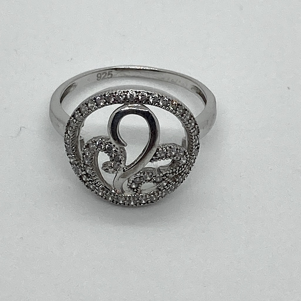 Vtg Sterling Silver 925 & Clear Pave Cz Round Shaped Filigree Style Ring Sz 6